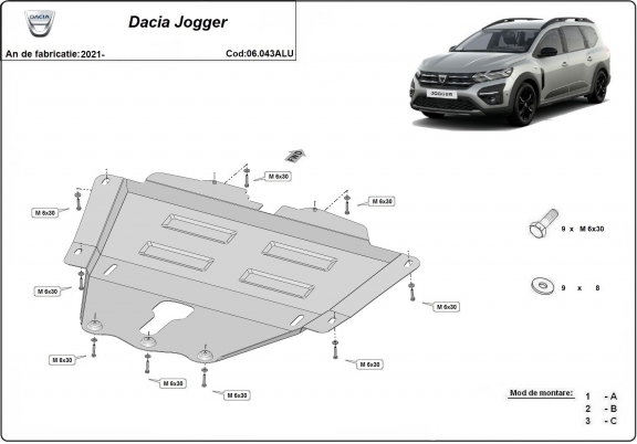Aluminium protection sous moteur et de la boîte de vitesse Dacia Jogger