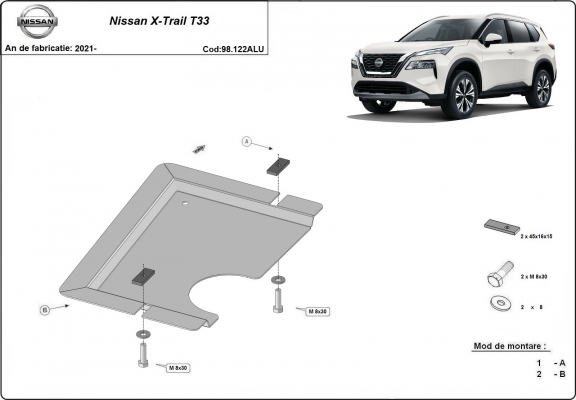 Aluminium protection du différentiel Nissan X-Trail T33
