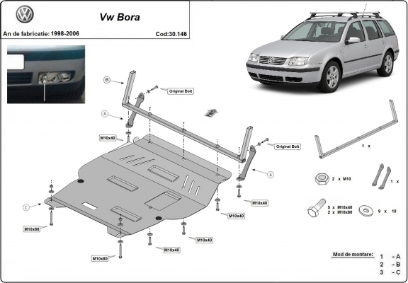 Protection sous moteur et de la boîte de vitesse VW Bora