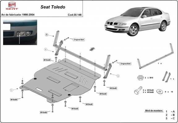 Protection sous moteur et de la boîte de vitesse Seat Toledo 2