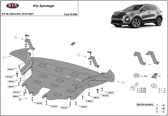 Protection sous moteur et de la boîte de vitesse Kia Sportage