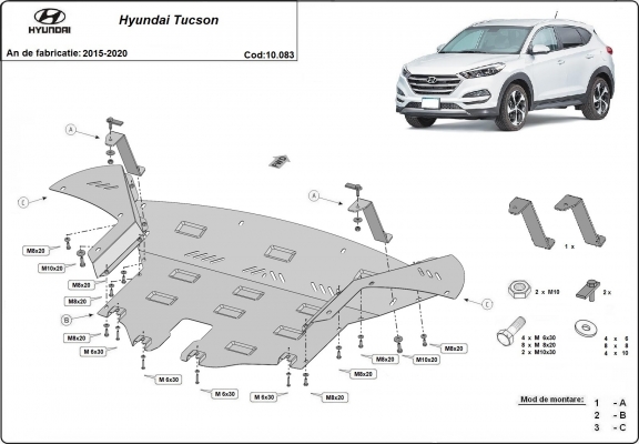 Protection sous moteur et de la boîte de vitesse Hyundai Tucson