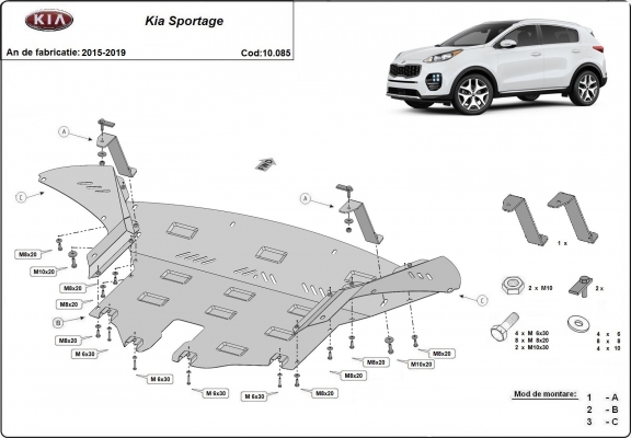 Protection sous moteur et de la boîte de vitesse Kia Sportage