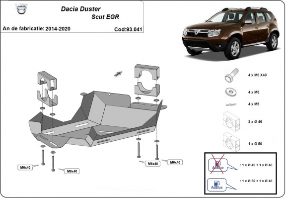 Protection de Vanne EGR Dacia Duster