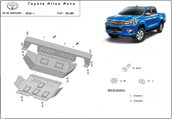 Protection sous moteur et de la radiateur Toyota Hilux Revo