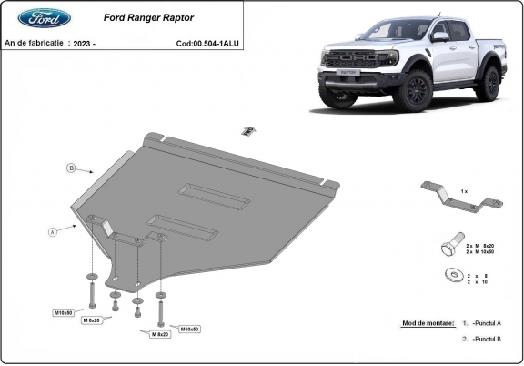 Aluminium protection de la boîte de vitesse Ford Ranger Raptor