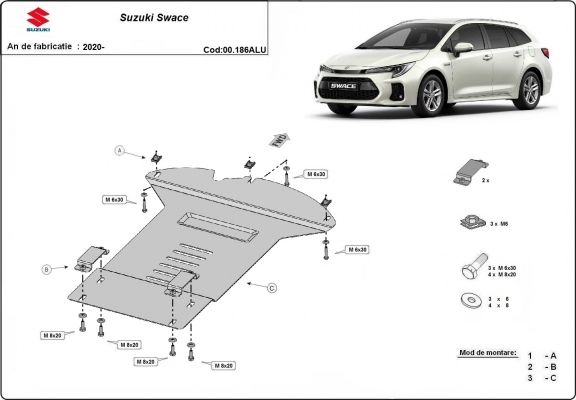 Protection / verrou de catalyseur en aluminium pour Suzuki Swace