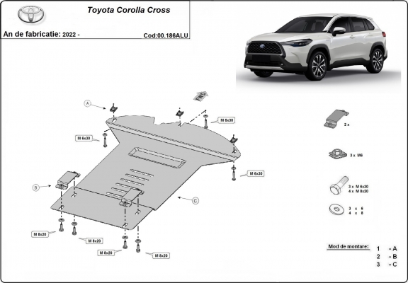 Protection / verrou de catalyseur en aluminium pour Toyota Corolla Cross
