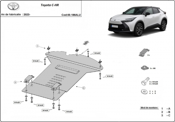 Protection / verrou de catalyseur en aluminium pour Toyota C-HR