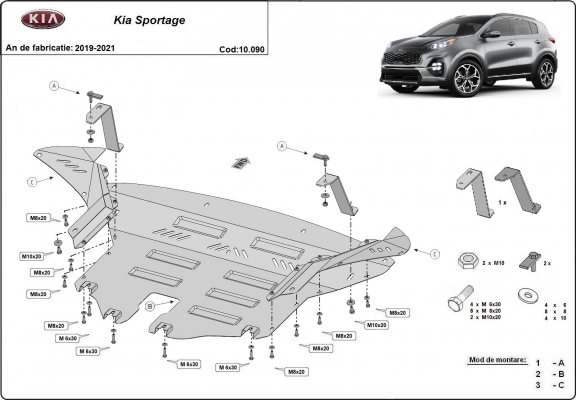 Protection sous moteur et de la boîte de vitesse Kia Sportage