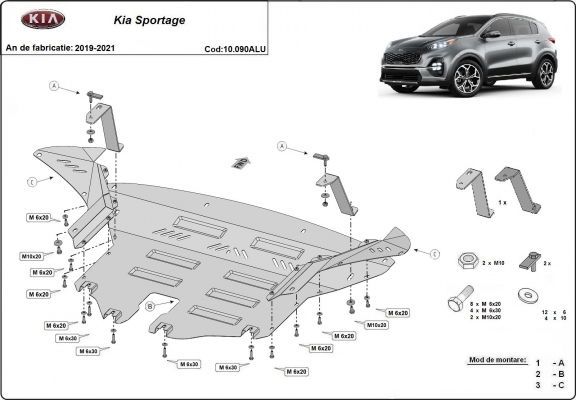 Aluminium protection sous moteur et de la boîte de vitesse Kia Sportage