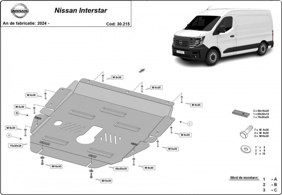 Protection sous moteur et de la boîte de vitesse Nissan Interstar