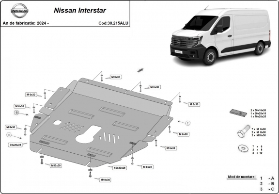 Protection sous moteur et de la boîte de vitesse Nissan Interstar - Aluminium 