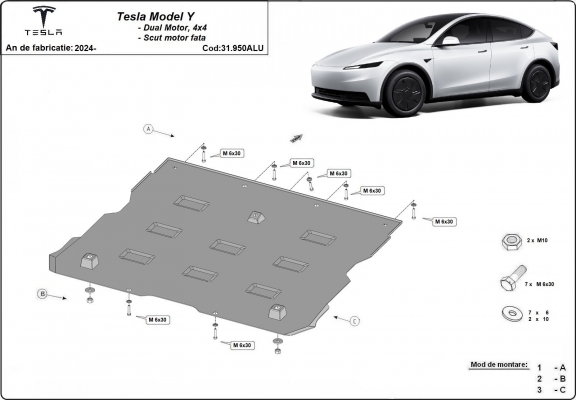 Protection moteur électrique avant en aluminium – Tesla model Y