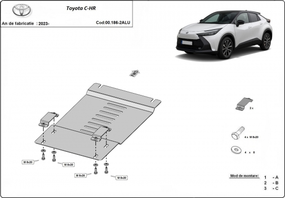 Protection / verrou de catalyseur en aluminium pour Toyota C-HR