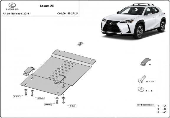 Protection / verrou de catalyseur en aluminium pour Lexus UX