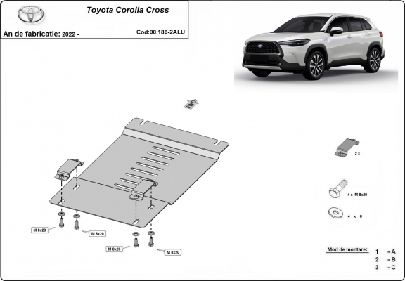 Protection / verrou de catalyseur en aluminium pour Toyota Corolla Cross