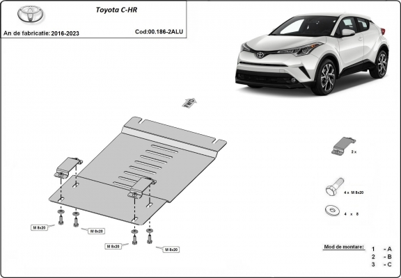 Protection / verrou de catalyseur en aluminium pour Toyota C-HR