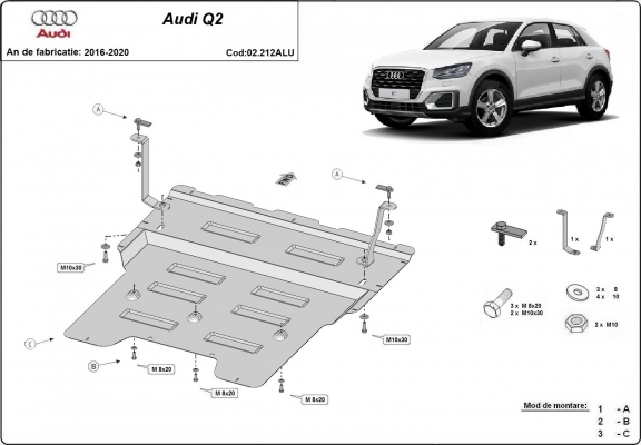 Aluminium protection sous moteur et de la boîte de vitesse Audi Q2