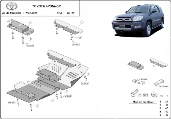 Protection sous moteur et de la radiateur Toyota 4Runner
