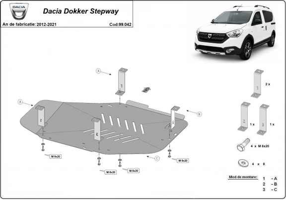 Protection de réservoir Dacia Dokker Stepway