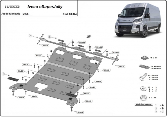 Protection sous moteur et de la boîte de vitesse Iveco eSuperJolly