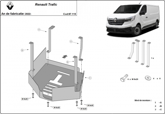 Protection convertisseur catalytique/cat lock Renault Trafic