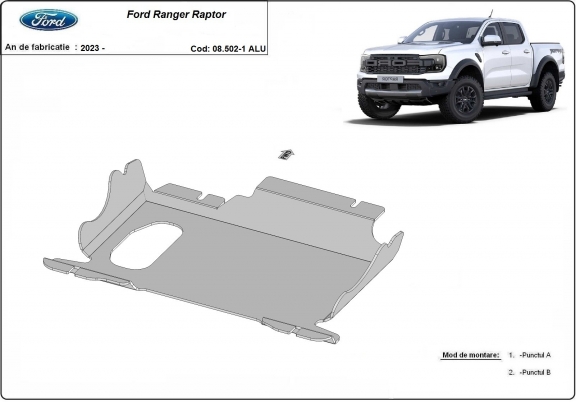 Protection sous moteur et de la boîte de vitesse Ford Ranger Raptor Aluminium