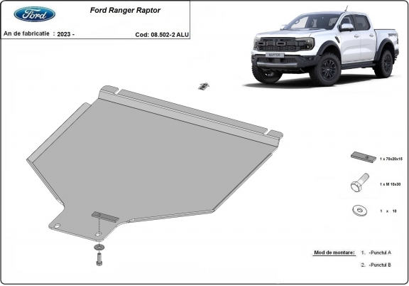 Aluminium protection de la boîte de vitesse Ford Ranger Raptor