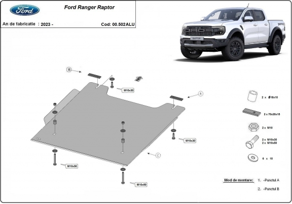 Protection de la boîte de transfert Ford Ranger Raptor - Aluminium
