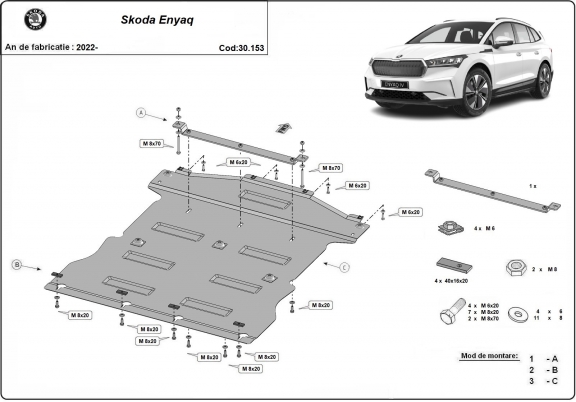 Protection sous moteur et de la boîte de vitesse Skoda Enyaq