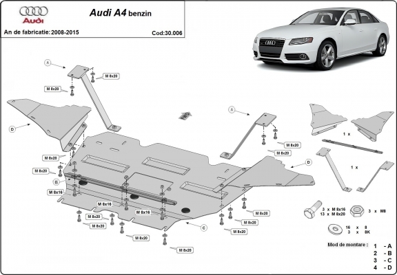 Protection sous moteur et de la radiateur Audi A4 B8 petrol