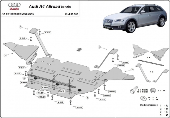 Protection sous moteur et de la radiateur Audi A4 B8 All Road petrol