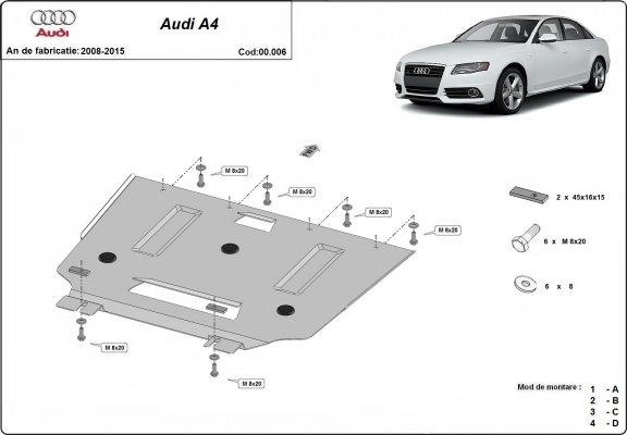 Protection de la boîte de vitesse Audi A4 4 B8