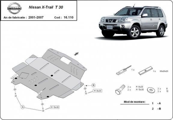 Protection sous moteur et de la boîte de vitesse Nissan X-Trail T30