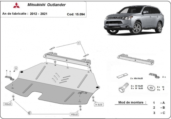Protection sous moteur et de la boîte de vitesse Mitsubishi Outlander
