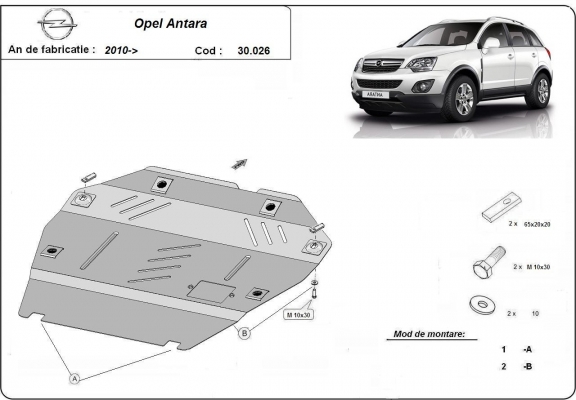 Protection sous moteur et de la boîte de vitesse Opel Antara