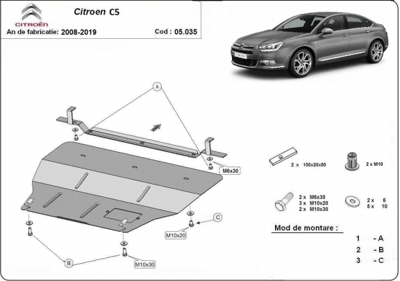 Protection sous moteur et de la boîte de vitesse citroen C5