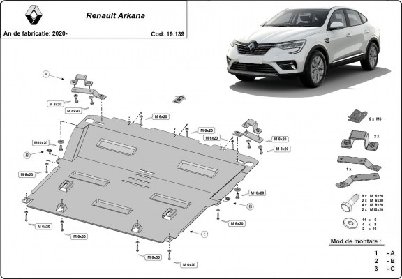 Protection sous moteur et de la boîte de vitesse Renault Arkana