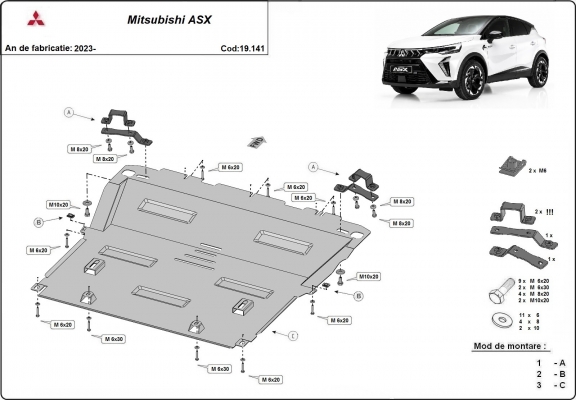 Protection sous moteur et de la boîte de vitesse Mitsubishi ASX