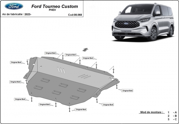 Protection sous moteur et de la boîte de vitesse Ford Tourneo Custom PHEV