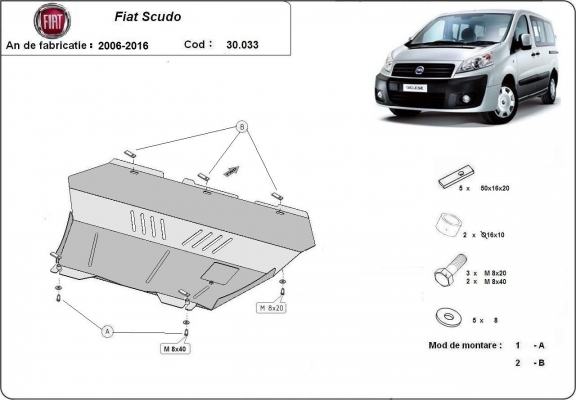 Protection sous moteur et de la boîte de vitesse Fiat Scudo