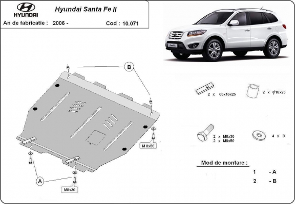 Protection sous moteur et de la boîte de vitesse Hyundai Santa Fe