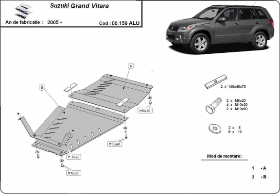 Protection sous moteur Suzuki Grand Vitara - forfait promotionnel aluminium