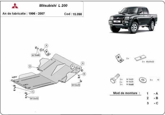 Protection Sous Moteur Mitsubishi L200
