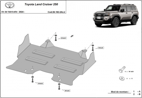 Protection sous moteur Toyota Land Cruiser - forfait promotionnel aluminium