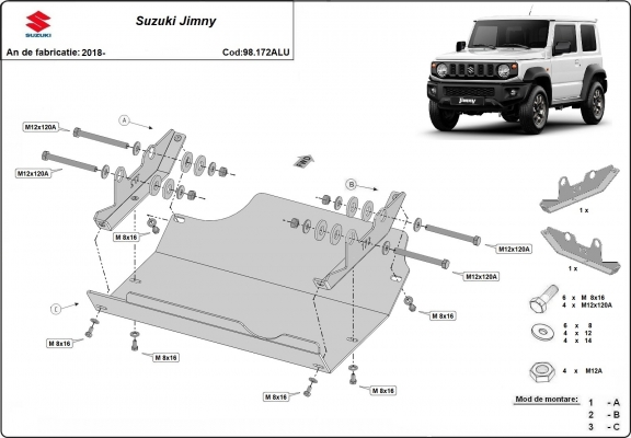 Protection sous moteur et de la boîte de vitesse Suzuki Jimny - aluminium