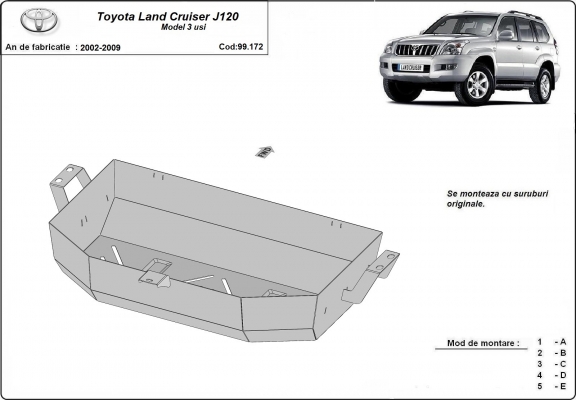 Protection de réservoir Toyota Land Cruiser J120 - uniquement pour le modèle 3 portes 