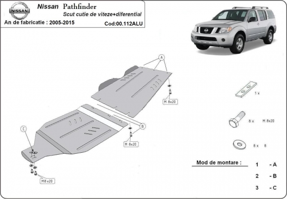 Aluminium protection de la boîte de vitesse Nissan Pathfinder