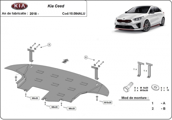 Aluminium protection sous moteur et de la boîte de vitesse Kia C eed